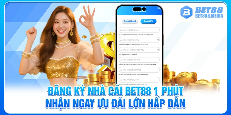 Đăng Ký Nhà Cái Bet88 1 Phút Nhận Ngay Ưu Đãi Lớn Hấp Dẫn